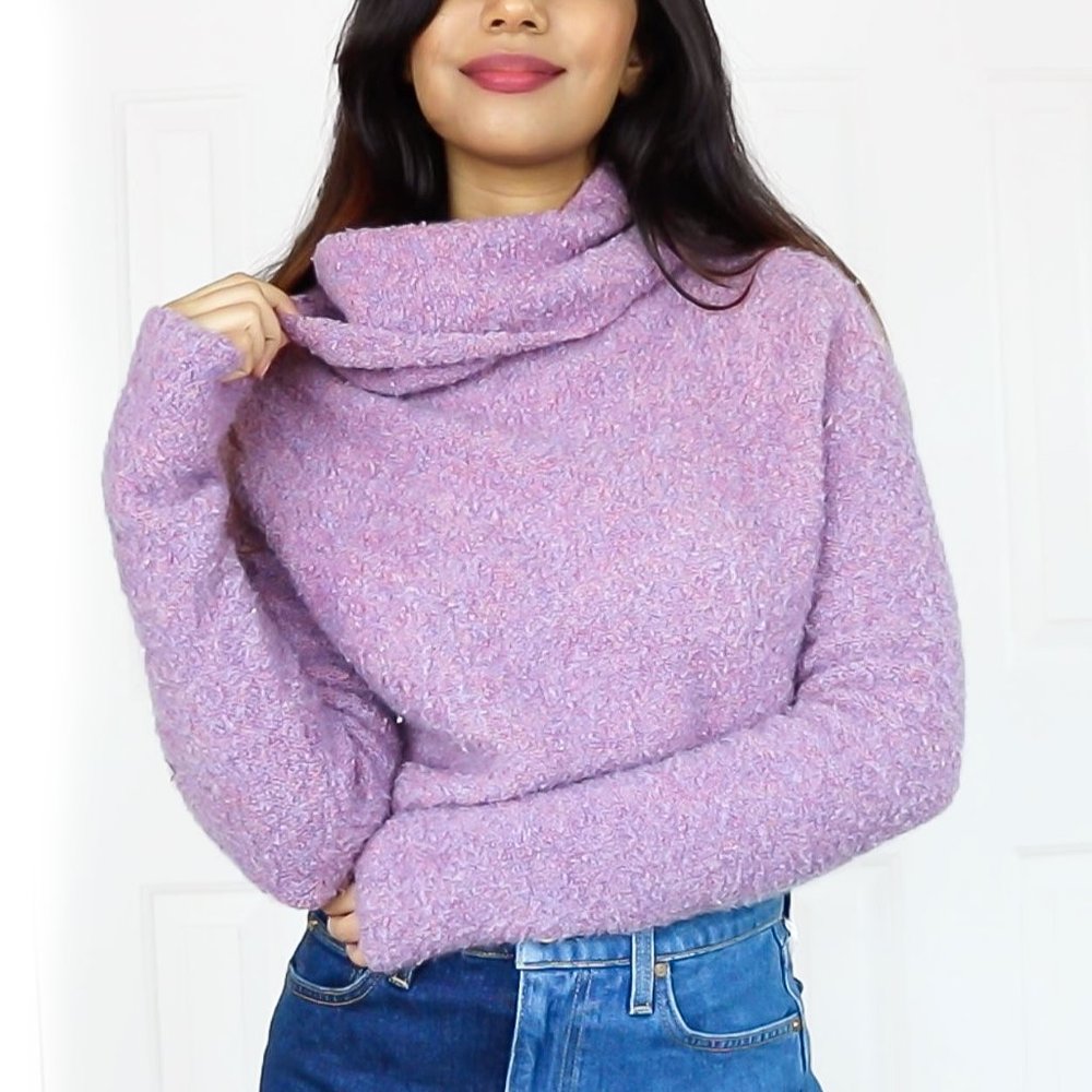 Free People Purple Fuzzy Turtleneck Sweater